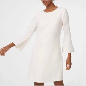 CLUB MONACO Larchye Dress Women Off White Lined Bell Sleeve Crew Neck